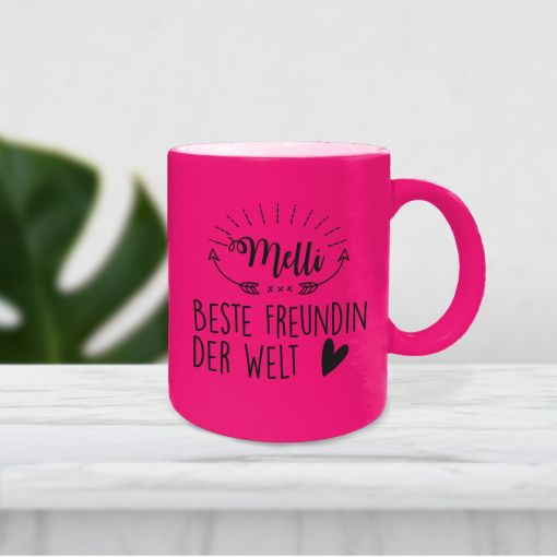 Tasse - Motiv: Beste Freundin mit Namen | Neontasse