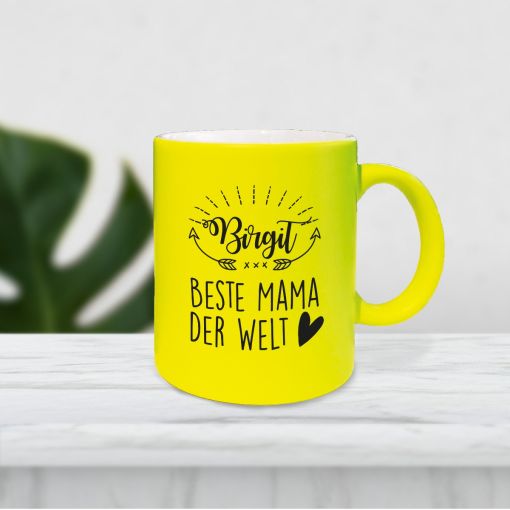 Tasse - Motiv: Beste Mama mit Namen | Neontasse