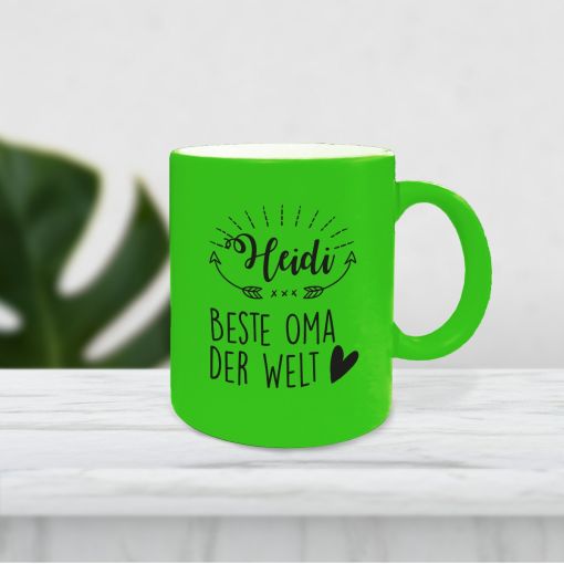 Tasse - Motiv: Beste Oma mit Namen | Neontasse