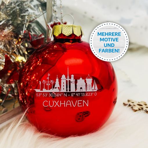 UV-Druck | Weihnachtskugel "Cuxhaven" "Skyline" | Christbaumkugel