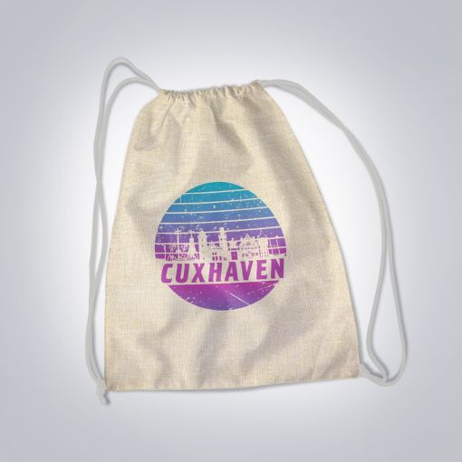 CuxBeutel Motiv: Cuxhaven Skyline violett | Rucksackbeutel