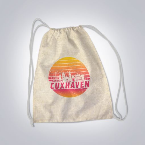 CuxBeutel Motiv: Cuxhaven Skyline orange | Rucksackbeutel