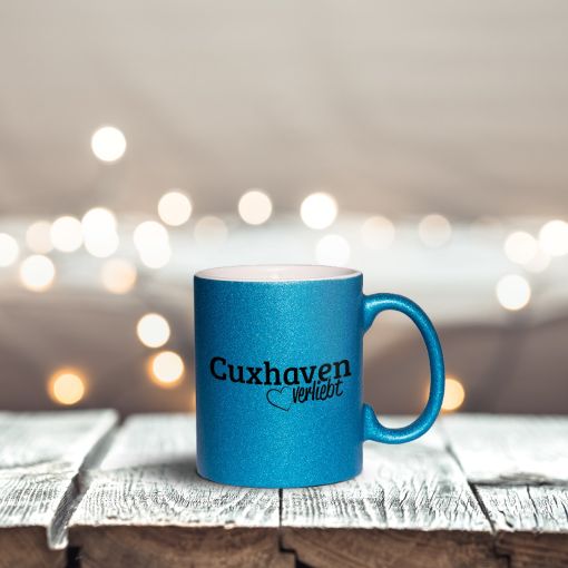 Tasse - Motiv: Cuxhaven verliebt | Glitzertasse