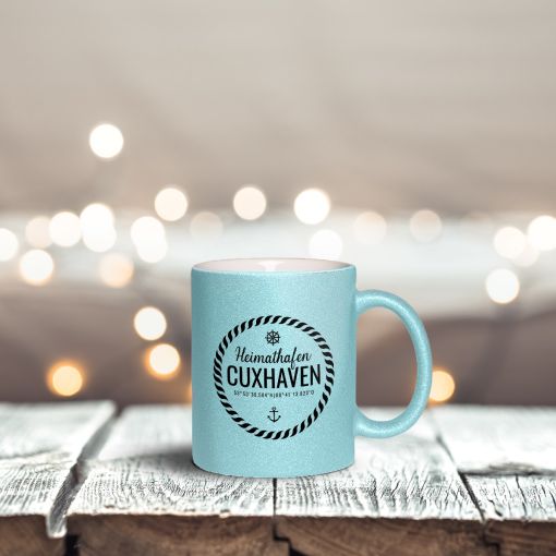 Tasse - Motiv: Heimathafen Cuxhaven | Glitzertasse