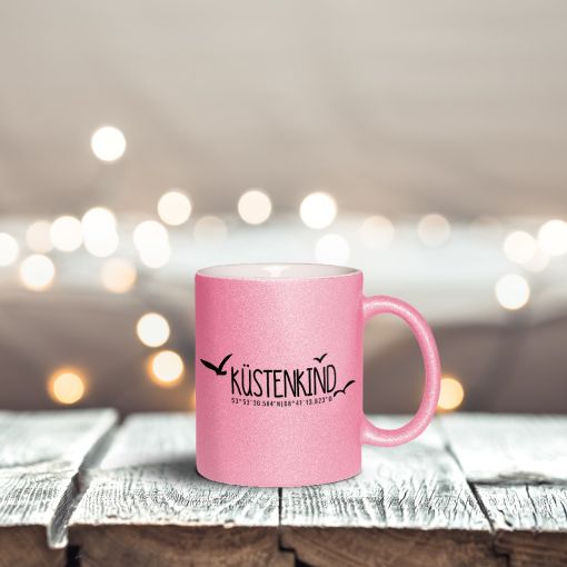 Tasse - Motiv: Küstenkind | Glitzertasse