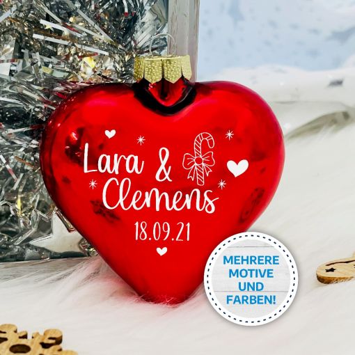 Weihnachtskugel Glasherz "Liebe" | Christbaumkugel