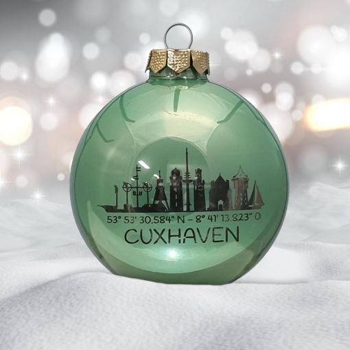 Laser | Weihnachtskugel  "Cuxhaven" "Skyline" | Christbaumkugel