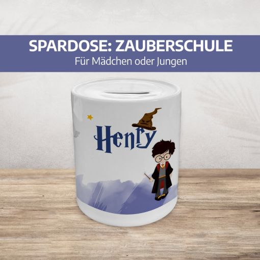 Spardose für Kinder | Motiv: Zauberschule