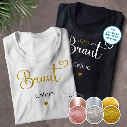 Motiv: Braut Name Herzchen | JGA T-Shirts