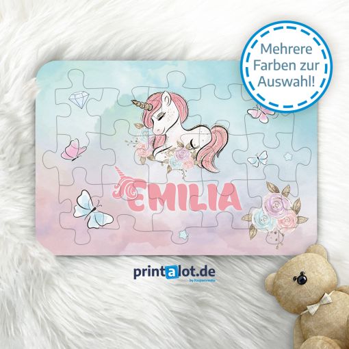 Holzpuzzle für Kinder | Motiv: Einhörner