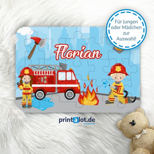Holzpuzzle für Kinder | Motiv: Feuerwehr