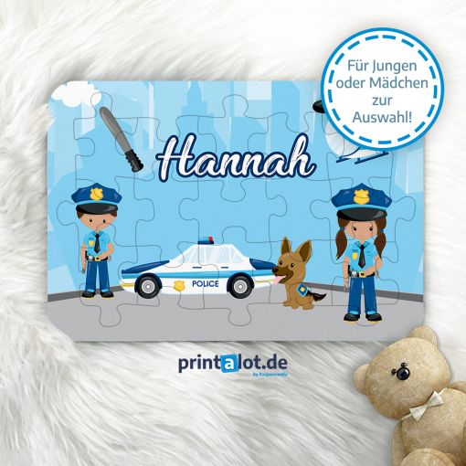 Holzpuzzle für Kinder | Motiv: Polizei