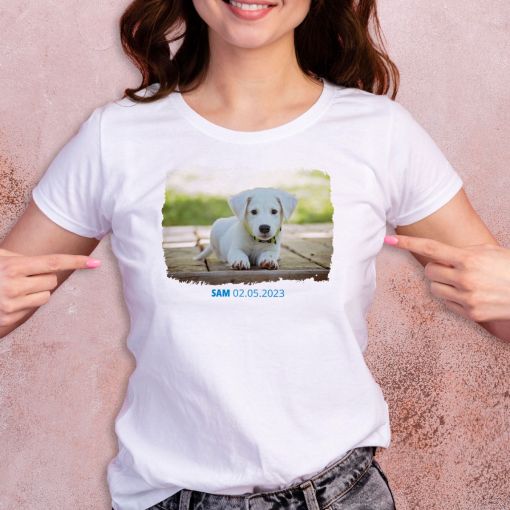 Fransiger Rahmen & Wunschtext | Foto T-Shirt