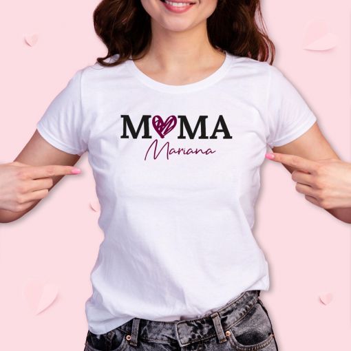 Mama mit Herz & Wunschname | T-Shirt