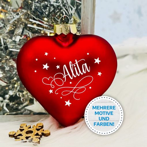 Weihnachtskugel Glasherz "Namen" | Christbaumkugel