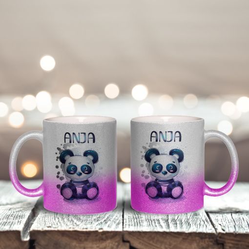 Glitzertasse | Panda | Personalisiert