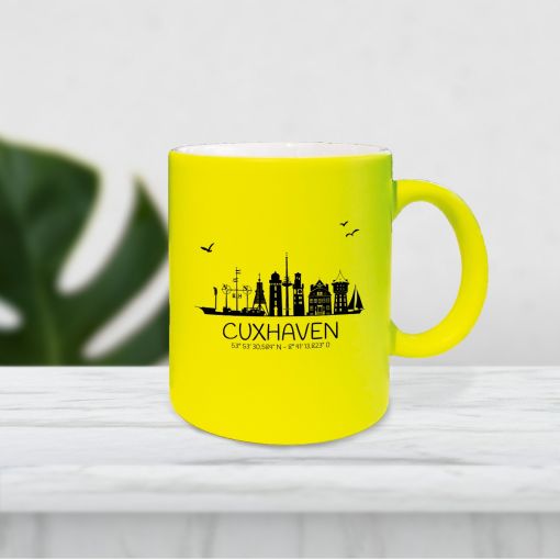 Tasse - Motiv: Skyline Koordinaten | Neontasse