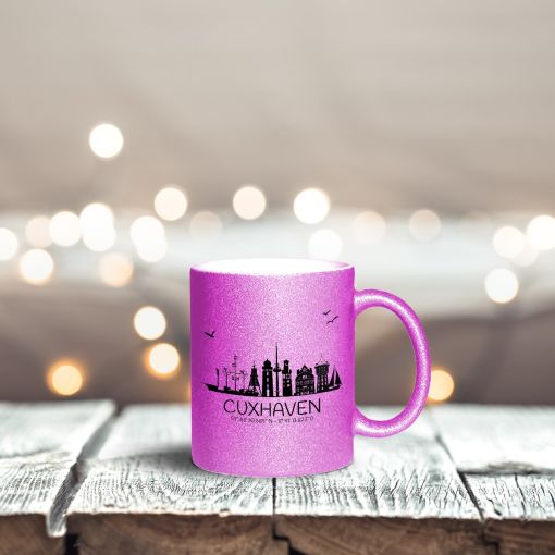 Tasse - Motiv: Skyline Koordinaten | Glitzertasse